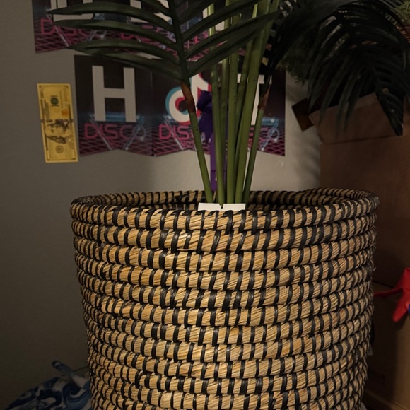 Elegant Black and Tan Woven Basket